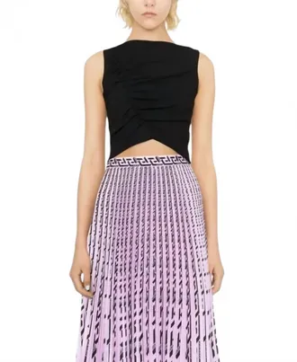 Versace Gathered Sleeveless Top In Black