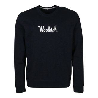 Woolrich Sweatshirts, male, Blue, Size: L Essential Crewneck Sweatshirt Melton Blue