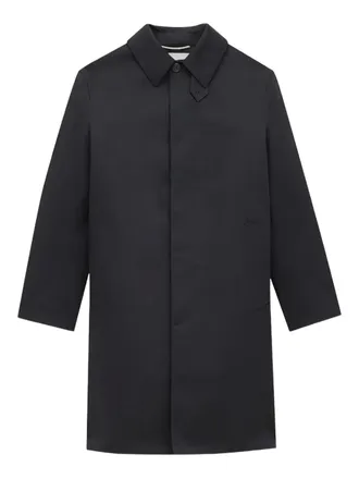 Saint Laurent single-breasted collared coat - women - Cotton/Polyester - 34 - Black