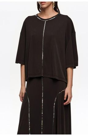 Bimba & Lola Faded Fluid T-Shirt With Sequins in Washed Black at Nordstrom, Size X-Small Eu