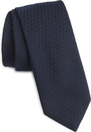 BOSS Cotton & Silk Tie in Dark Blue at Nordstrom