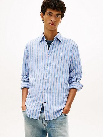 Tommy Hilfiger Regular Fit Stripe Linen Blend Shirt