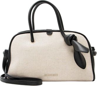 Jacquemus Beige Linen Le Turismo Small Bowling Bag (Authentic Pre-Loved)