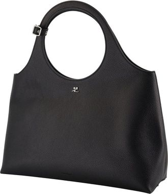Courr&egrave;ges Womens Calfskin Shoulder Bag Black