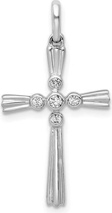 Diamond2Deal 14k White Gold 1/15 carat Diamond Cross Pendant