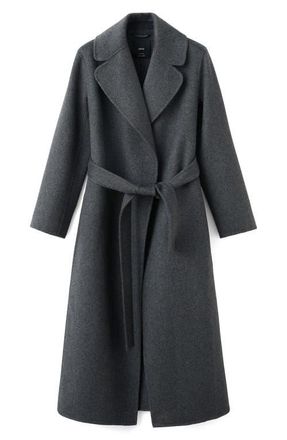 Mango Belted Wool Blend Coat in Grey at Nordstrom, Size X-Small