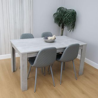Kosy Koala Wooden Grey Dining Table Set with 4 Grey Chairs Modern Rectangle Dining Room Furniture in Brown