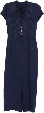 Alessandra Rich Kleedjes, Dames, Blauw, S, Jurk met sterrenprint en strikdetail