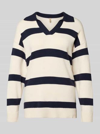 Soyaconcept Strickpullover mit V-Ausschnitt Modell KANITA in Taupe, Gr&ouml;&szlig;e XXL