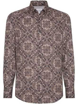 Brunello Cucinelli Overhemd van katoenen twill - Beige