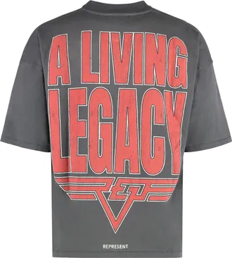 Represent Mens Reversible T-Shirt Living Legacy Tour Grey Cotton T-Shirts And Polos