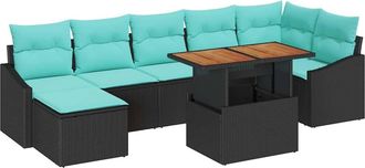 vidaXL Conjunto De Sof&aacute;s De Jard&iacute;n 8 Uds. Negro Y Verde Azulado Vidaxl