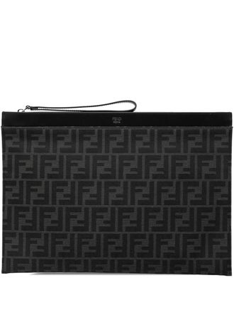 Fendi 2010-2025 Large Zucca Canvas Flat Pouch clutch bag - Black