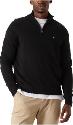 Tommy Hilfiger Truien & Vesten, Heren, Zwart, S, Katoen, Pima Org Ctn Cashmere Zip Mock