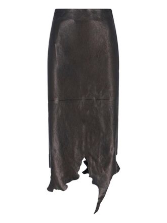 Diesel Black Asymmetrical Distressed Leather Skirt