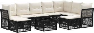 vidaXL Conjunto De Sof&aacute;s De Jard&iacute;n 10 Uds. Negro Rat&aacute;n Sint&eacute;tico Vidaxl