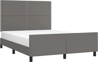 vidaXL Vidaxl - Estructura De Cama Sin Colch&oacute;n Cuero Sint&eacute;tico Gris 140x190 Cm
