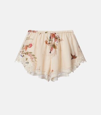 Zimmermann Patience floral cotton and silk shorts