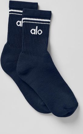 Alo | Half-Crew Throwback Socks in Navy/White Blue, Size: Medium