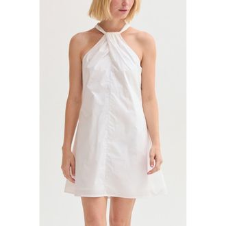 Crescent Halter Poplin Mini Dress in White at Nordstrom, Size Medium