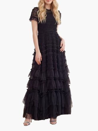Needle & Thread Valentine Ruffle Maxi Dress in Graphite at Nordstrom, Size 12