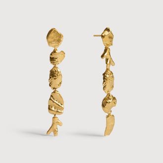Monica Vinader Gold Fragments Asymmetric Drop Earrings