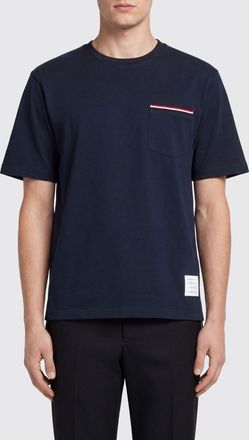 Thom Browne T-shirt in cotone con taschino e logo 4-Bar
