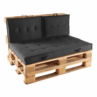 Oviala Conjunto de muebles de jard&iacute;n con palets y cojines en gris