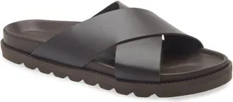Gentle Souls Braga Cross Strap Slide Sandal in Brown at Nordstrom, Size 13