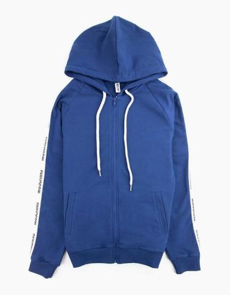 Moschino Mens Moschino Underwear Arm Tape Logo Zip Up Hoody Blue - Size: 29/28/32/34