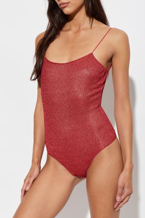 Os&eacute;ree One-piece Swimsuit With Lurex Thread, Womens, Red