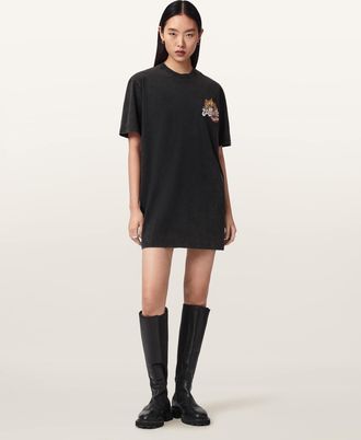 AllSaints Cotton Roque Relaxed Fit Mini T-Shirt Dress, Size: XS