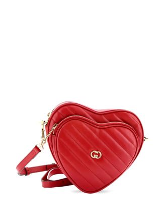 Gucci Interlocking G Heart Diagonal Quilted Leather Mini shoulder bag - women - Calf Leather - One Size - Red
