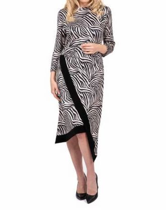 Scapa Printed Asymmetric Midi Dress In Zebra
