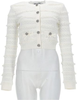 Self Portrait Slim Fit Rhinestone Buttons Cardigan