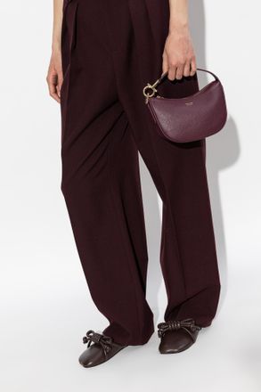 Ferragamo Leather Handbag, Womens, Burgundy