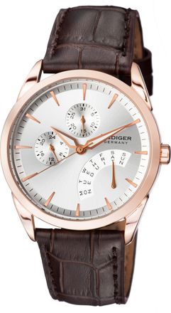 Rüdiger Hamelin Watch With Silver Dial and Dark Brown Leather Strap