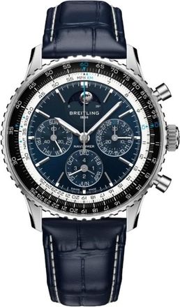Breitling Navitimer Perpetual Chronograph Automatic Chronometer Moon Phase Blue Dial Mens Watch LB19211A1C1P1