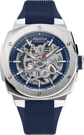 Alpina Alpiner Extreme Skeleton Automatic Rubber Strap Watch, 39mm in Silver-Tone at Nordstrom