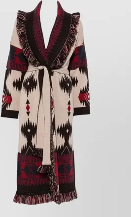 Alanui wool belted fringe trim oversized coat