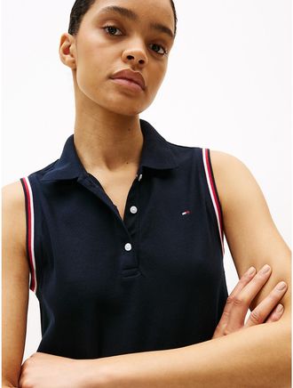 Tommy Hilfiger Womens Sleeveless Stretch Pique Polo Dress - Navy - XXL