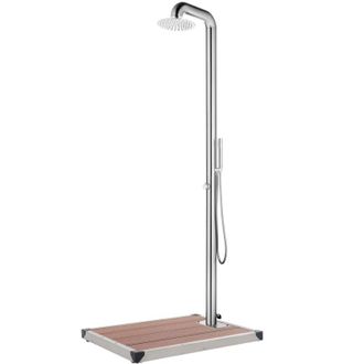 vidaXL Ducha De Jard&iacute;n Con Base Marr&oacute;n 230 Cm Acero Inoxidable Vidaxl