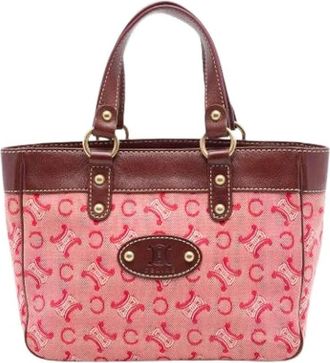 Celine Pre-owned Canvas Tote Bag - Dames - Vintage Shopper - Rood - ONE Size - Leer - Vintage