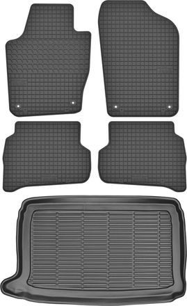 OEM Volkswagen Polo V Hatchback De 2009-2017 Set - Alfombrillas De Goma Para Coche + Alfombrilla Para Maletero
