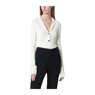 Entire studios Cardigans, female, White, Size: XS High Neck Henley