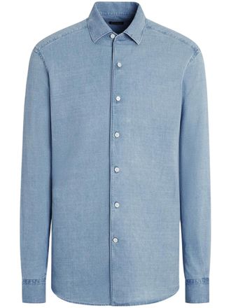 Ermenegildo Zegna bleached denim shirt - men - Linen/Flax/Cotton - S - Blue