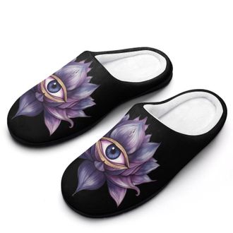 Generic Evil Eyes Flower Mens House Slippers Memory Foam Washable Cotton Slip on Home Shoes