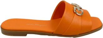 Ferragamo Oria Slippers - Dames - Sandalen - Oranje - 37 EU - Leer - Schoenen