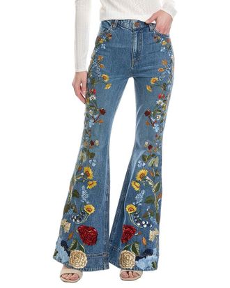 Alice & Olivia Alice + Olivia Beautiful High-Rise Embroidered Jean