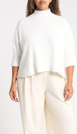 Rain + Rose Crop Turtleneck Sweater in Ivory at Nordstrom, Size 2X